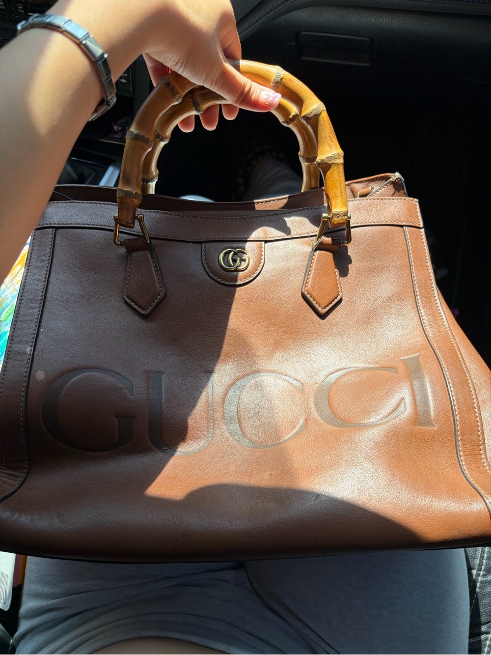 Gucci Brown Leather Bamboo-Handle Satchel